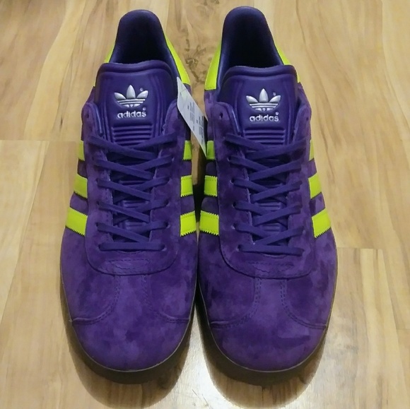 adidas gazelle purple yellow